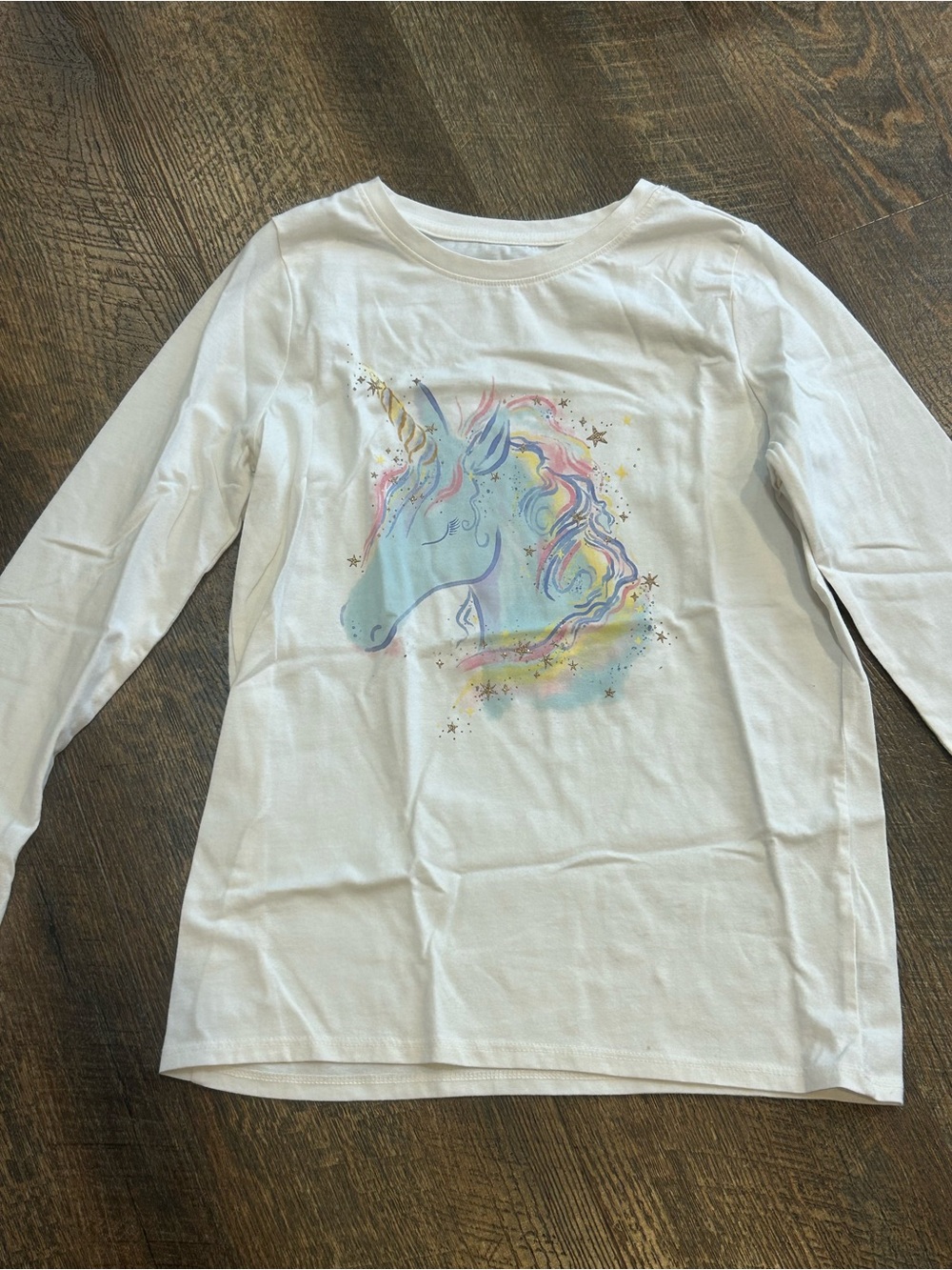 Cat & Jack White Long-Sleeve Unicorn Graphic Tee